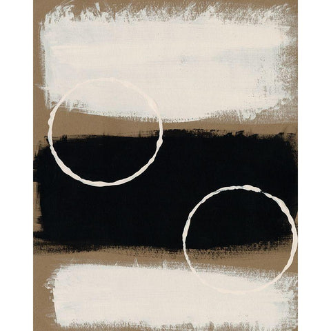 Neutral Rings I Black Modern Wood Framed Art Print by Moore, Regina