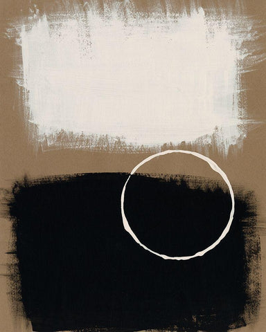 Neutral Rings II Black Ornate Wood Framed Art Print with Double Matting by Moore, Regina