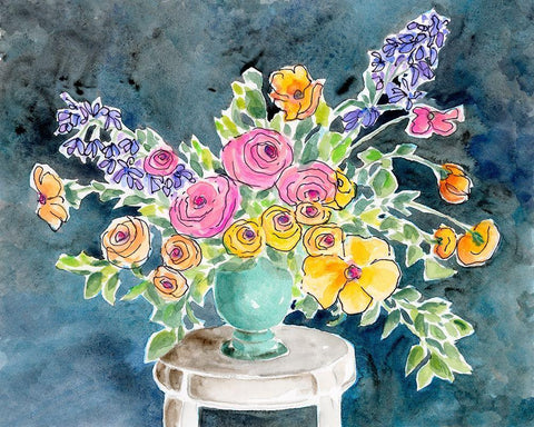 Abundant Arrangement I White Modern Wood Framed Art Print with Double Matting by Moore, Regina