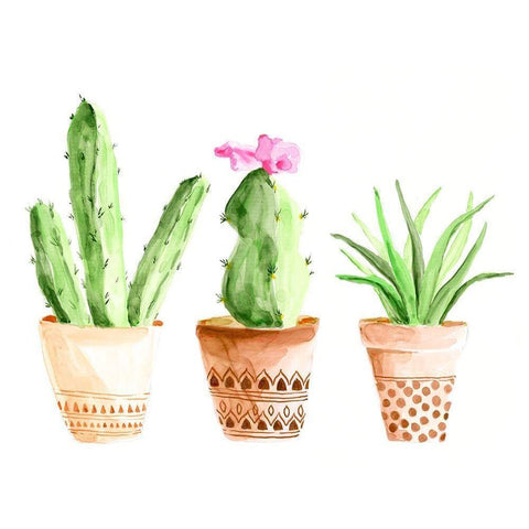 Patterned Pots II White Modern Wood Framed Art Print by Moore, Regina