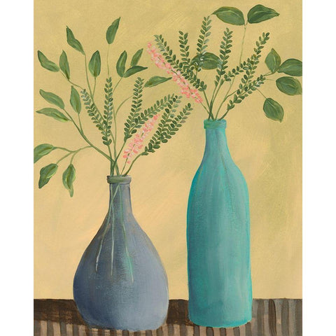 Bottle Vignette I White Modern Wood Framed Art Print by Moore, Regina