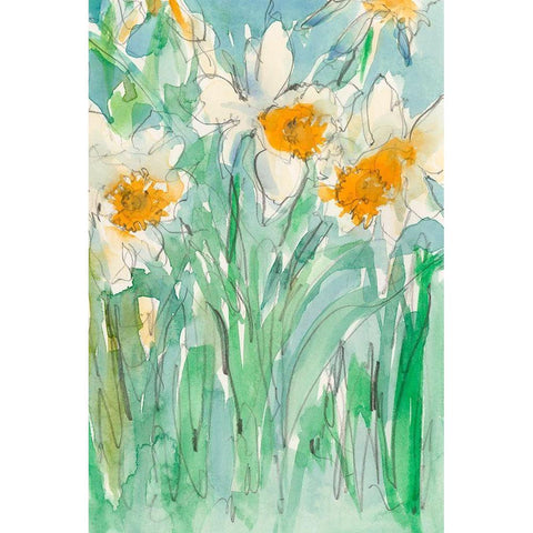 Daffodils Stems II Gold Ornate Wood Framed Art Print with Double Matting by Dixon, Samuel