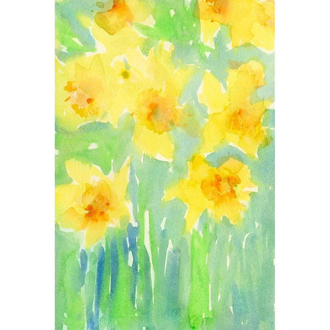 Daffodils II Gold Ornate Wood Framed Art Print with Double Matting by Dixon, Samuel