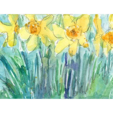 Daffodil Blooms I Gold Ornate Wood Framed Art Print with Double Matting by Dixon, Samuel