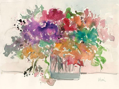 Mix Flowers I White Modern Wood Framed Art Print with Double Matting by Dixon, Samuel