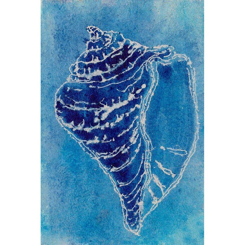 Cerulean Shells I White Modern Wood Framed Art Print by Moore, Regina