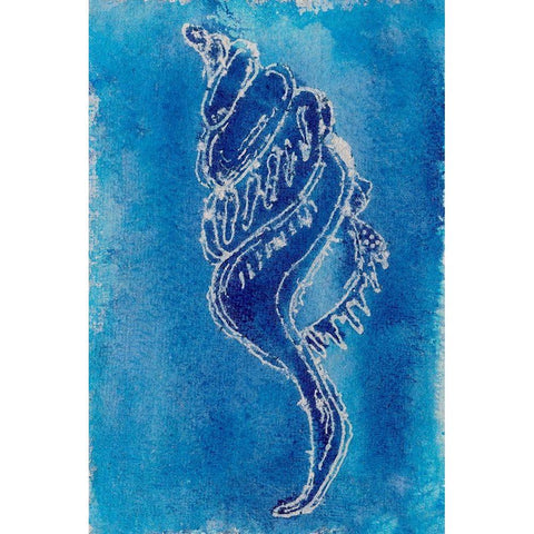 Cerulean Shells IV White Modern Wood Framed Art Print by Moore, Regina