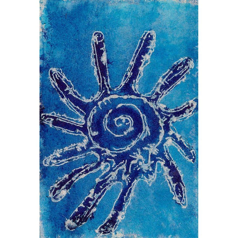 Cerulean Shells V White Modern Wood Framed Art Print by Moore, Regina