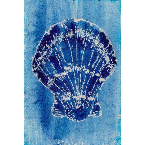 Cerulean Shells VI Black Modern Wood Framed Art Print with Double Matting by Moore, Regina