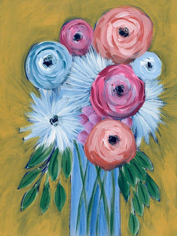 Fictitious Floral I White Modern Wood Framed Art Print with Double Matting by Moore, Regina