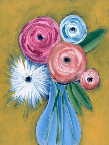 Fictitious Floral II Black Ornate Wood Framed Art Print with Double Matting by Moore, Regina