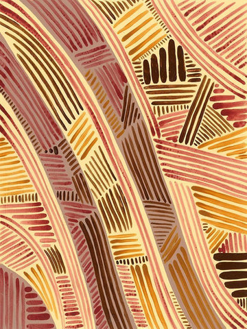 Bands of Pattern I White Modern Wood Framed Art Print with Double Matting by Moore, Regina