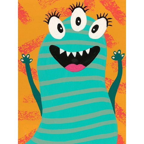 Happy Creatures V White Modern Wood Framed Art Print by Moore, Regina