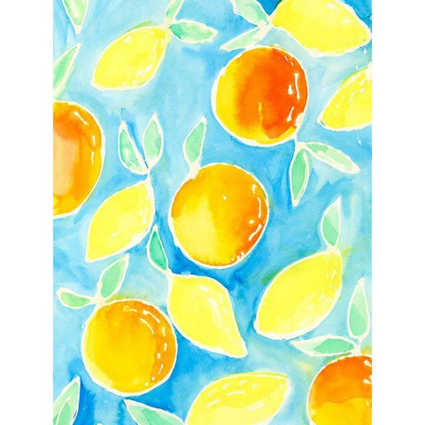 Summer Citrus II Black Modern Wood Framed Art Print by Moore, Regina