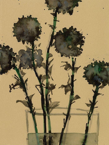 Dry Stems I Black Ornate Wood Framed Art Print with Double Matting by Dixon, Samuel