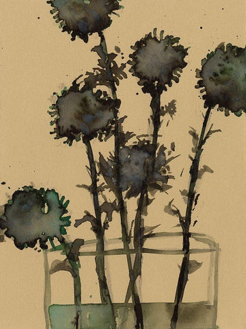 Dry Stems II White Modern Wood Framed Art Print with Double Matting by Dixon, Samuel