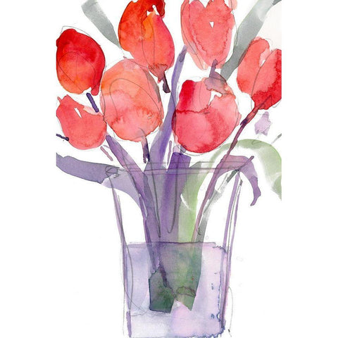 My Red Tulips I Black Modern Wood Framed Art Print by Dixon, Samuel