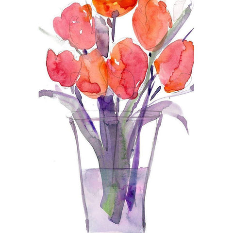 My Red Tulips II Gold Ornate Wood Framed Art Print with Double Matting by Dixon, Samuel