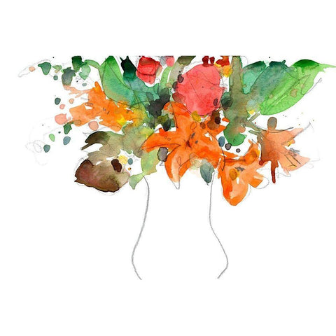 Expressive Bouquet I Black Modern Wood Framed Art Print with Double Matting by Dixon, Samuel