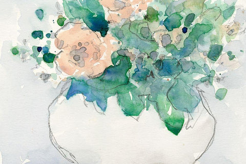 Pastel Arrangement I White Modern Wood Framed Art Print with Double Matting by Dixon, Samuel