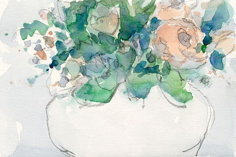 Pastel Arrangement II White Modern Wood Framed Art Print with Double Matting by Dixon, Samuel