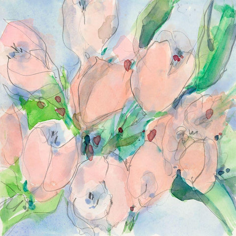 Tulip Bouquet II Black Modern Wood Framed Art Print by Dixon, Samuel