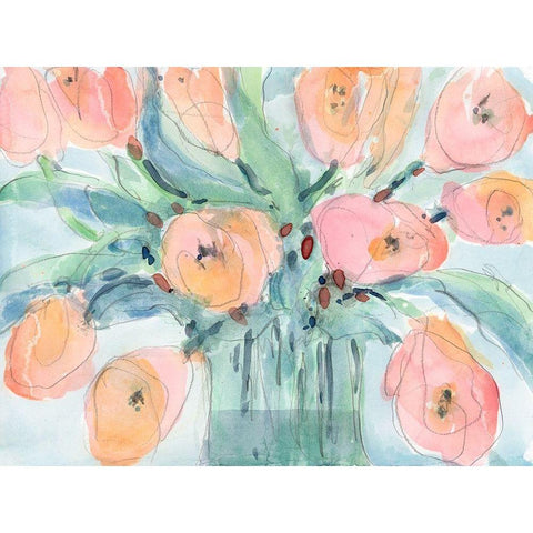 Tulip Bouquet III Black Modern Wood Framed Art Print with Double Matting by Dixon, Samuel