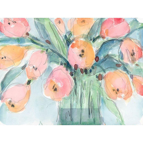 Tulip Bouquet IV White Modern Wood Framed Art Print by Dixon, Samuel