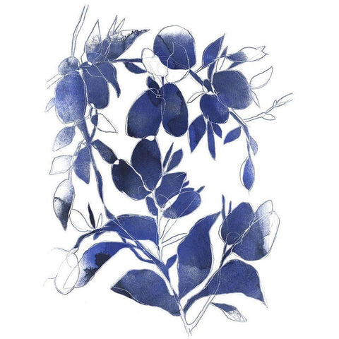 Indigo Branch I Gold Ornate Wood Framed Art Print with Double Matting by Vess, June Erica