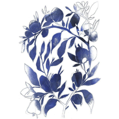 Indigo Branch II Black Modern Wood Framed Art Print by Vess, June Erica