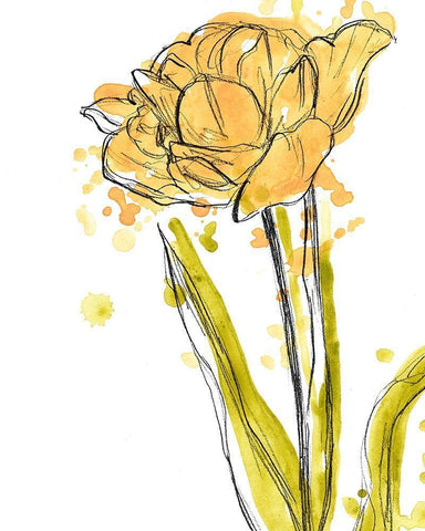 Spring Contours I White Modern Wood Framed Art Print with Double Matting by Vess, June Erica