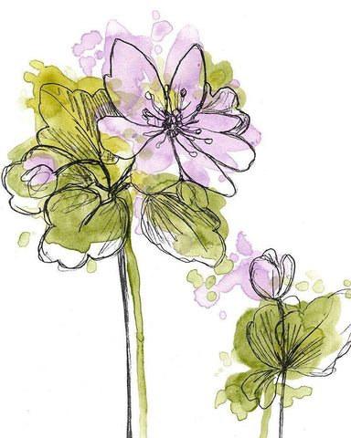 Spring Contours II White Modern Wood Framed Art Print with Double Matting by Vess, June Erica