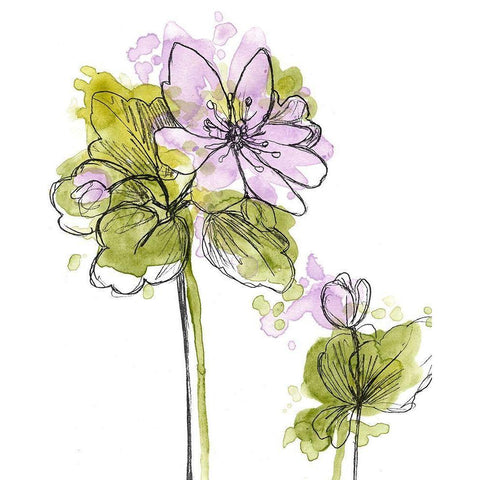 Spring Contours II Gold Ornate Wood Framed Art Print with Double Matting by Vess, June Erica