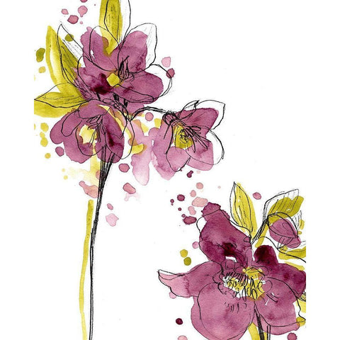 Spring Contours VI Black Modern Wood Framed Art Print with Double Matting by Vess, June Erica