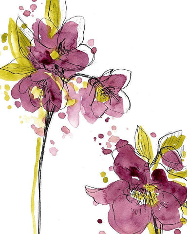 Spring Contours VI White Modern Wood Framed Art Print with Double Matting by Vess, June Erica