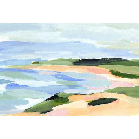 Pastel Coastline I Black Modern Wood Framed Art Print with Double Matting by Warren, Annie