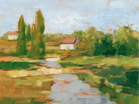 Rural English Cottage I White Modern Wood Framed Art Print with Double Matting by Harper, Ethan