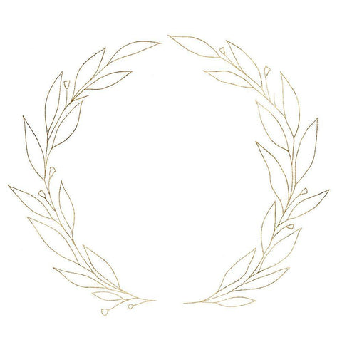 Wreath in Gold I Black Ornate Wood Framed Art Print with Double Matting by Warren, Annie