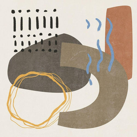 Blue Stream IV White Modern Wood Framed Art Print with Double Matting by Wang, Melissa