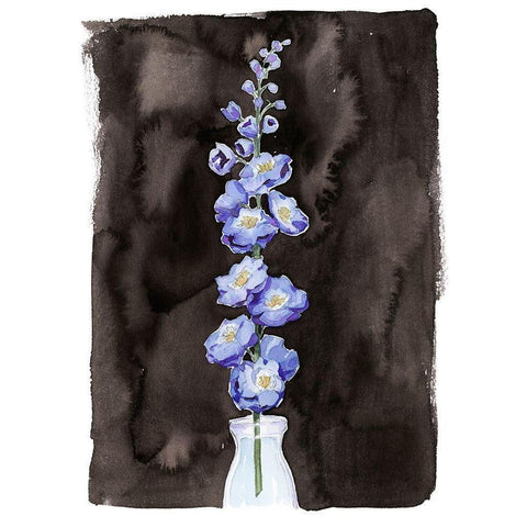 Blue Delphinium I Black Modern Wood Framed Art Print with Double Matting by Popp, Grace