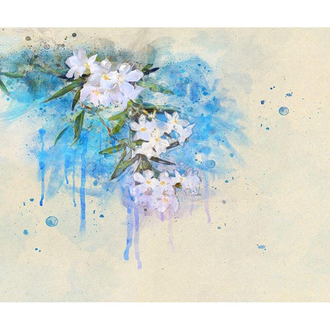 White Blossoms Black Modern Wood Framed Art Print by Vest, Chris