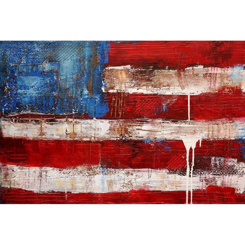 Ashley American Flag Gold Ornate Wood Framed Art Print with Double Matting by Ashley, Erin