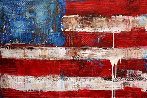 Ashley American Flag White Modern Wood Framed Art Print with Double Matting by Ashley, Erin