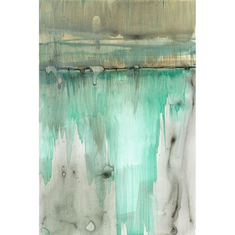 Verde Horizon II Black Modern Wood Framed Art Print with Double Matting by Goldberger, Jennifer