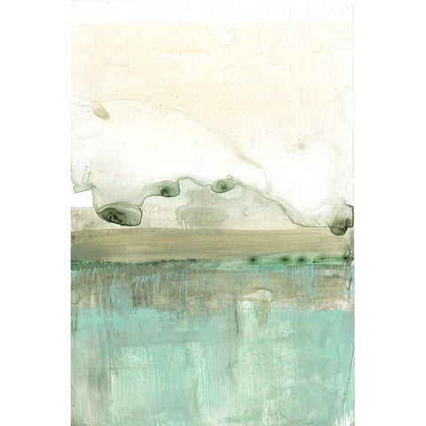 Minty Horizon I Black Modern Wood Framed Art Print with Double Matting by Goldberger, Jennifer