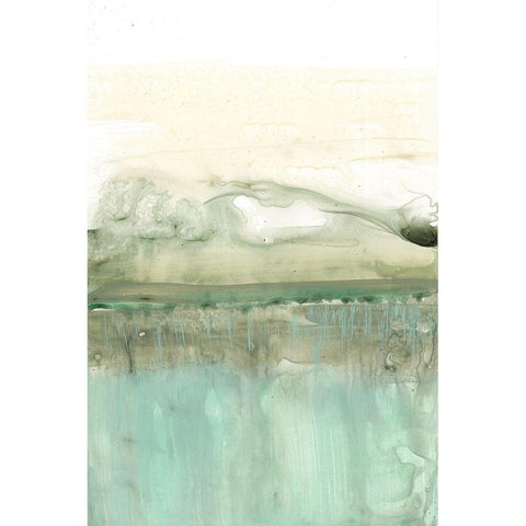 Minty Horizon II Black Modern Wood Framed Art Print with Double Matting by Goldberger, Jennifer