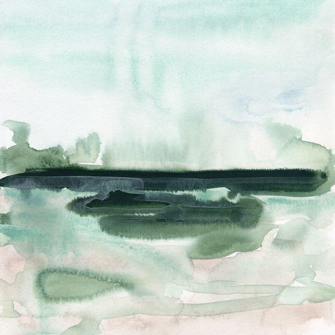 Green Coast II Black Modern Wood Framed Art Print by Vess, June Erica