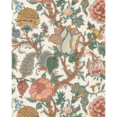 Pastel Jacobean Floral I White Modern Wood Framed Art Print by Baxter Mill Archive