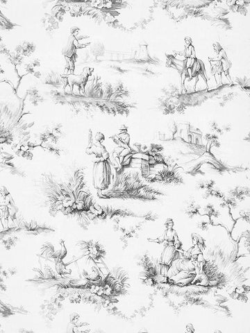 Toile Design in Grey White Modern Wood Framed Art Print with Double Matting by Baxter Mill Archive