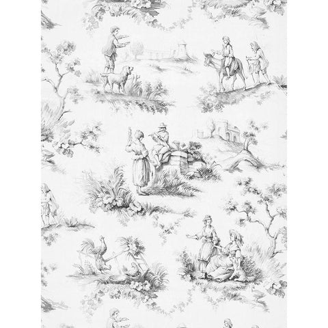 Toile Design in Grey White Modern Wood Framed Art Print by Baxter Mill Archive